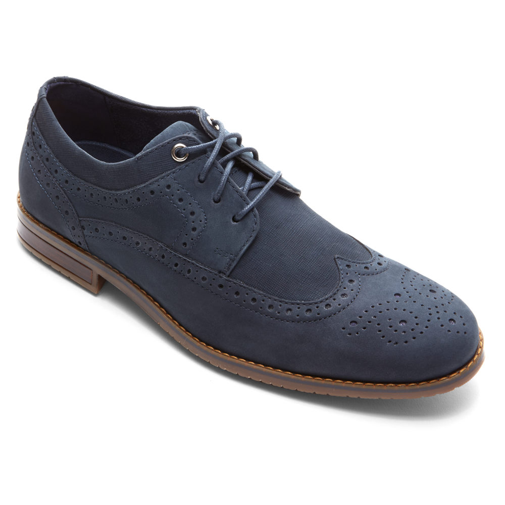 Rockport Mens Oxfords Navy - Style Purpose 3 Wingtip - UK 031-NMYPRX